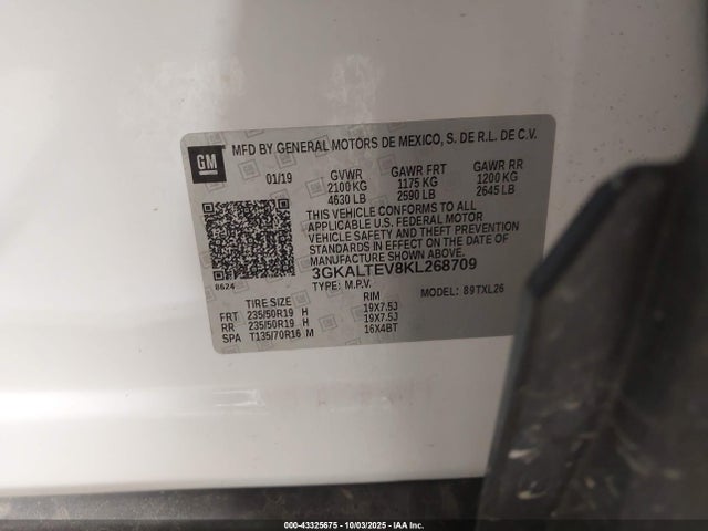 43325675 :رقم المزاد ، 3GKALTEV8KL268709 vin ، 2019 Gmc Terrain Sle مزاد بيع
