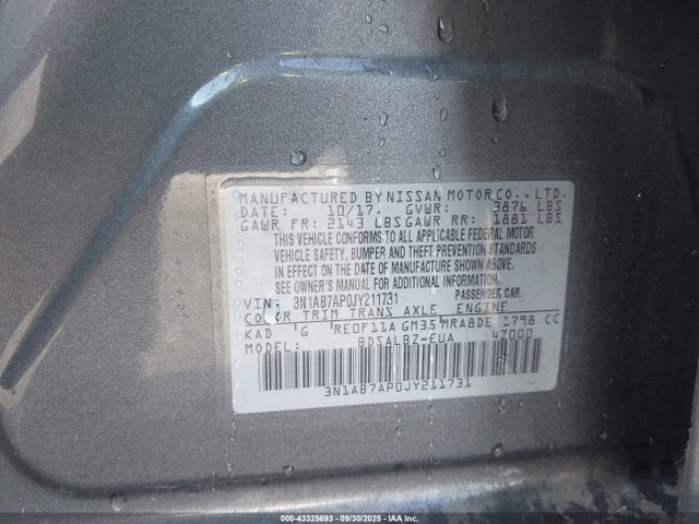 3N1AB7AP0JY211731 Nissan 2018