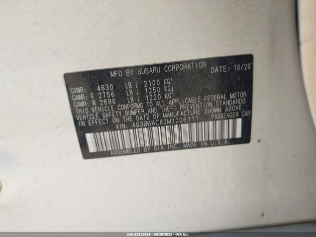 2021 SUBARU LEGACY 4S3BWAC62M3006111 Photo 8