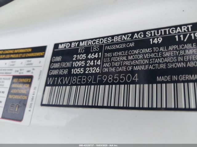 2020 MERCEDES-BENZ C 300 W1KWJ8EB9LF985504 Photo 8