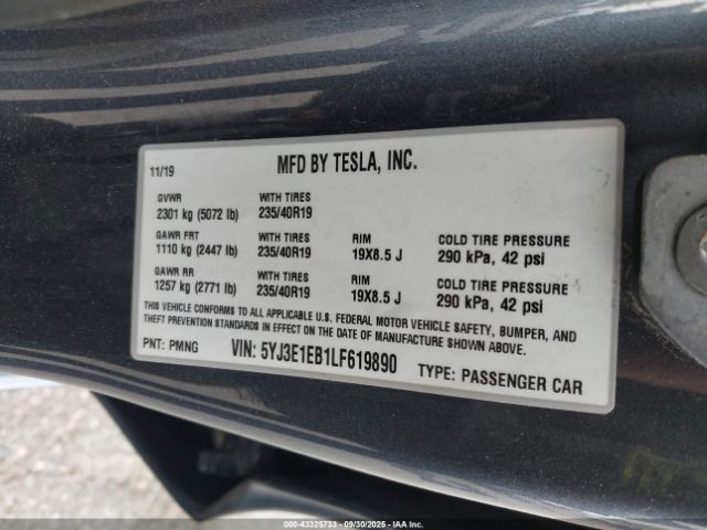 2020 TESLA MODEL 3 5YJ3E1EB1LF619890 Photo 8