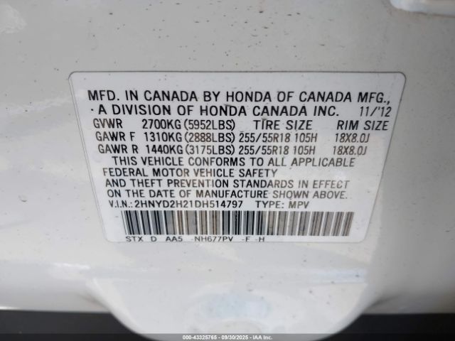 2013 ACURA MDX 2HNYD2H21DH514797 Photo 8