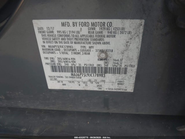 MAJ6P1SL9JC178983 Ford 2018