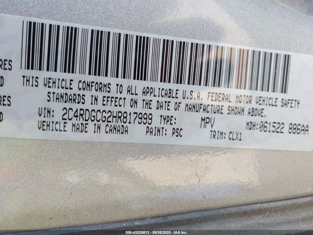 2C4RDGCG2HR817999 Dodge 2017