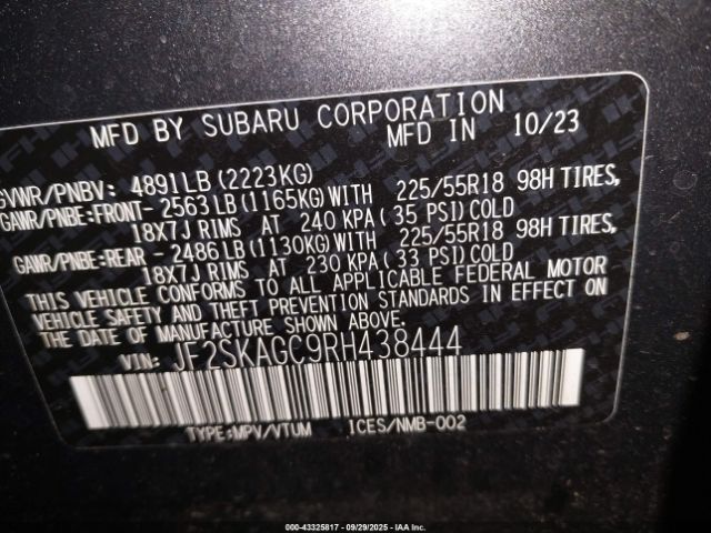2024 SUBARU FORESTER JF2SKAGC9RH438444 Photo 8
