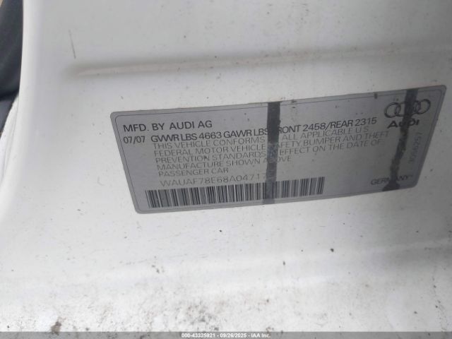 2008 AUDI A4 WAUAF78E68A047175 Photo 8