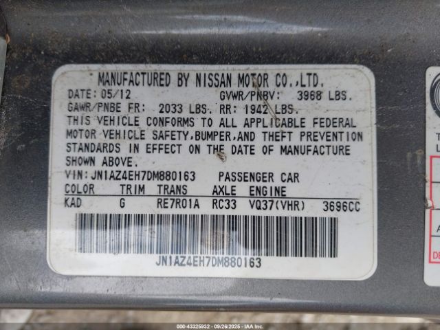 2013 NISSAN 370Z JN1AZ4EH7DM880163 Photo 8