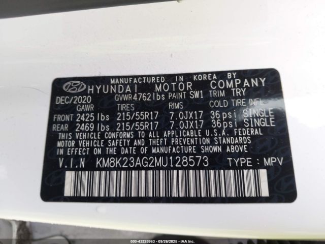 2021 HYUNDAI KONA ELECTRIC KM8K23AG2MU128573 Photo 8