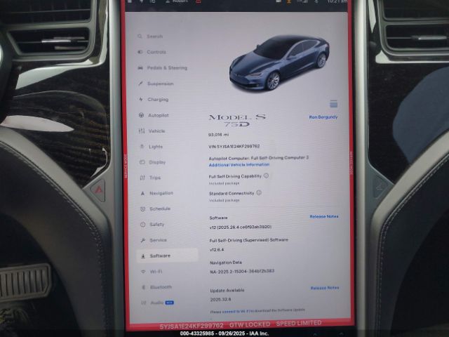 2019 TESLA MODEL S 5YJSA1E24KF299762 Photo 6