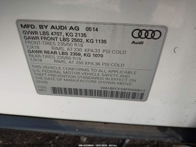 2015 AUDI Q3 WA1BFCFS9FR000613 Photo 8
