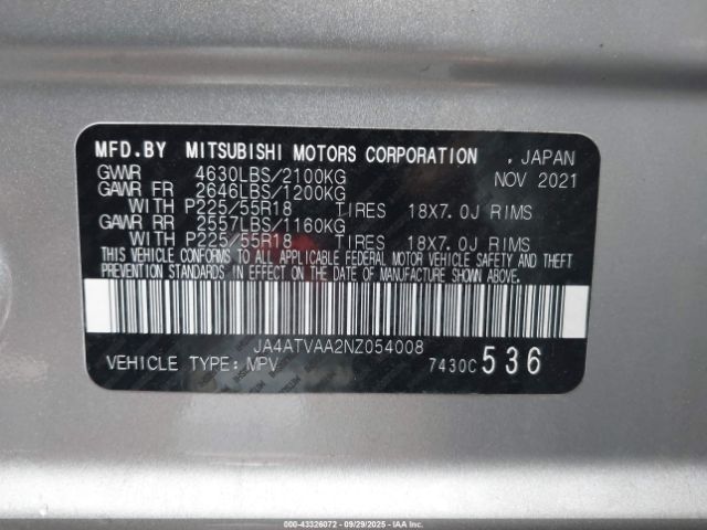 2022 MITSUBISHI ECLIPSE CROSS JA4ATVAA2NZ054008 Photo 8