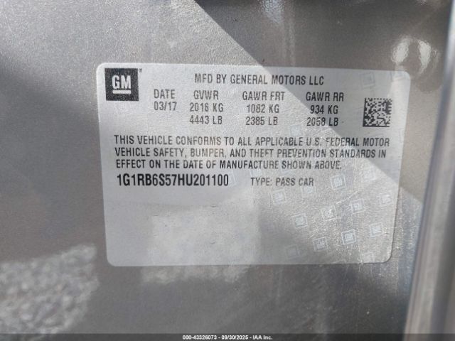 2017 CHEVROLET VOLT 1G1RB6S57HU201100 Photo 8