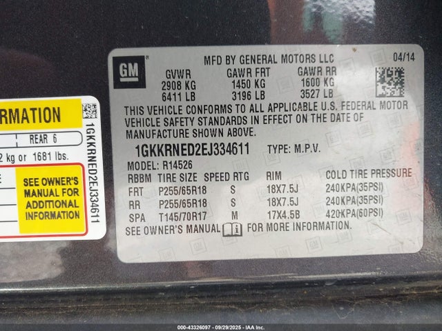 GMC llt 2014 1GKKRNED2EJ334611 Image 9