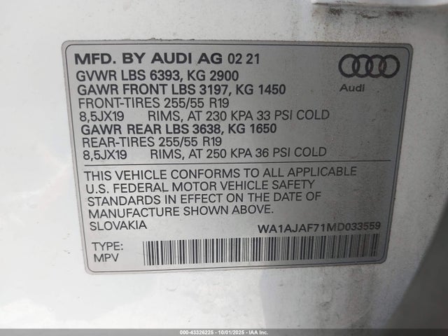 2021 AUDI Q7 WA1AJAF71MD033559 Photo 8