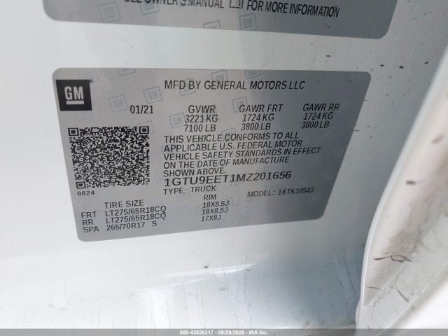 GMC lm2 2021 1GTU9EET1MZ201656 Image 9