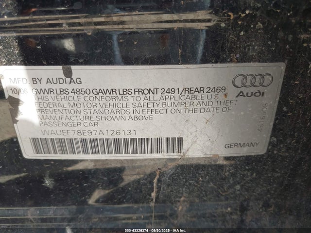 2007 AUDI A4 WAUEF78E97A126131 Photo 8
