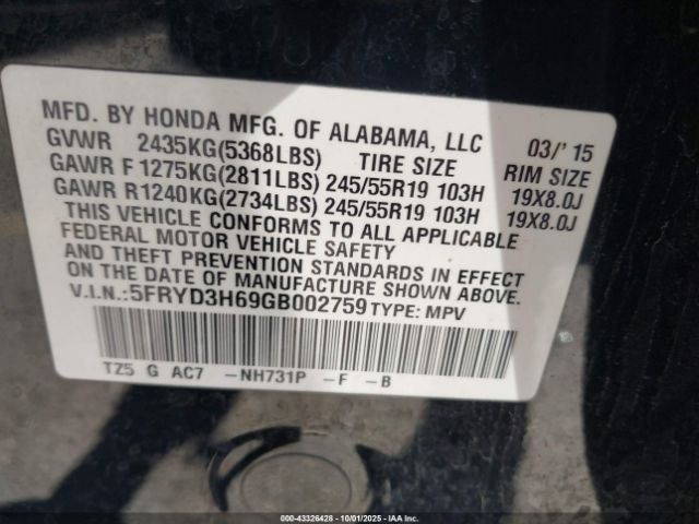 2016 ACURA MDX 5FRYD3H69GB002759 Photo 8