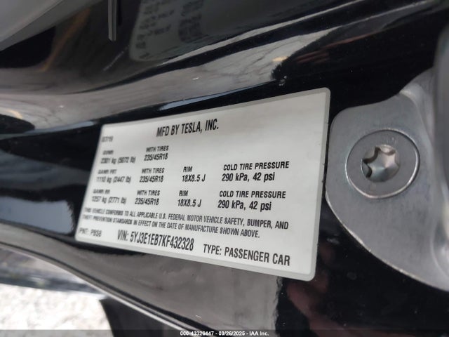 2019 TESLA MODEL 3 5YJ3E1EB7KF432328 Photo 8