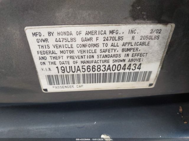 2003 ACURA TL 19UUA56683A004434 Photo 8