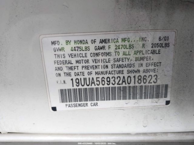 2002 ACURA TL 19UUA56932A018623 Photo 8