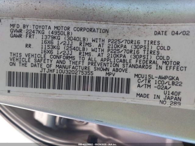 2002 LEXUS RX 300 JTJHF10U320275355 Photo 8