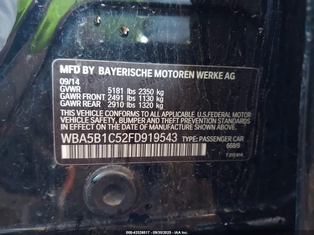 BMW 535i 2015 WBA5B1C52FD919543 Image 9