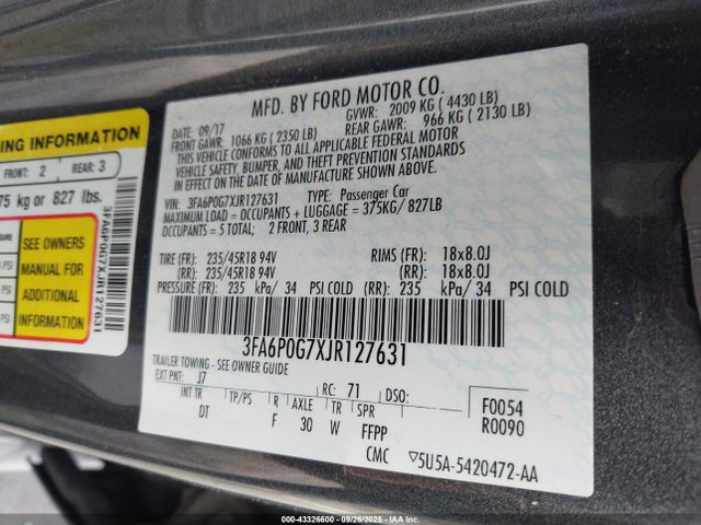 Ford 2018 2018 3FA6P0G7XJR127631 Image 9