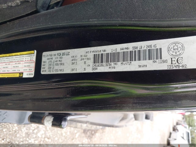 2016 Jeep Wrangler Unlimited Sahara მანქანა იყიდება აუქციონზე, vin: 1C4BJWEG9GL136764, აუქციონის ნომერი: 43326729