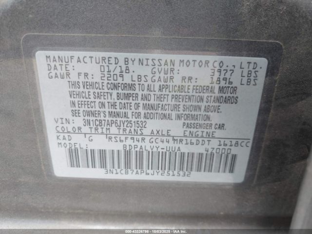 2018 NISSAN SENTRA 3N1CB7AP6JY251532 Photo 8