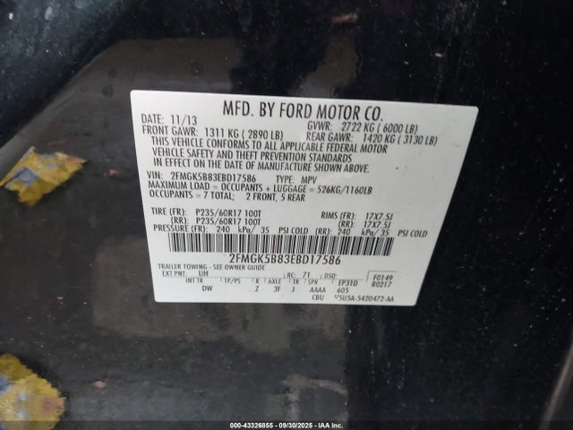 Ford Flex 2014 2FMGK5B83EBD17586 Image 9