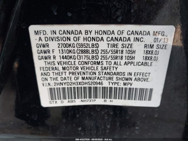 2013 ACURA MDX 2HNYD2H3XDH520946 Photo 8