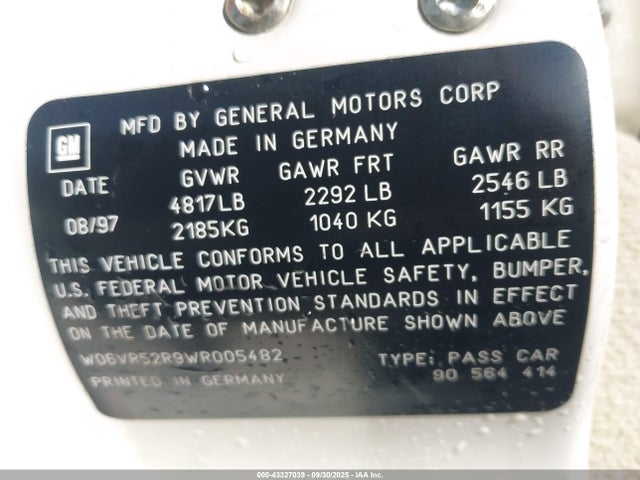 1998 CADILLAC CATERA W06VR52R9WR005482 Photo 8
