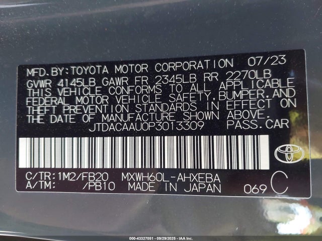 Toyota m20a-fxs, 1vm 2023 JTDACAAU0P3013309 Image 9