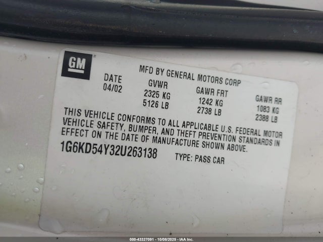 2002 CADILLAC DEVILLE 1G6KD54Y32U263138 Photo 8