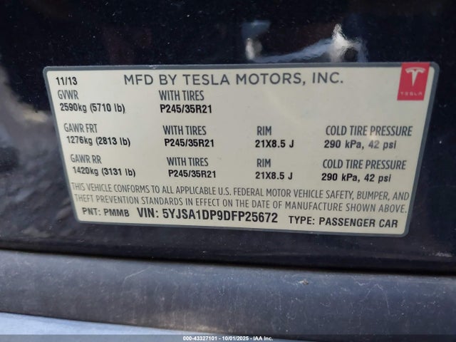 2013 TESLA MODEL S 5YJSA1DP9DFP25672 Photo 8