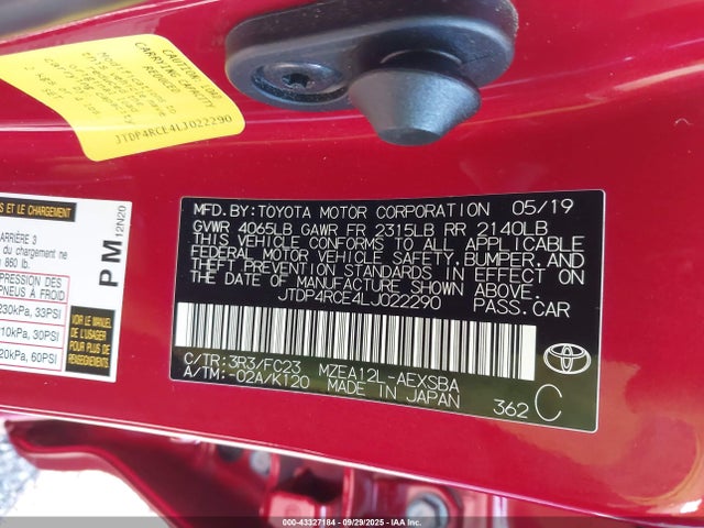 JTDP4RCE4LJ022290 Toyota m20-fks