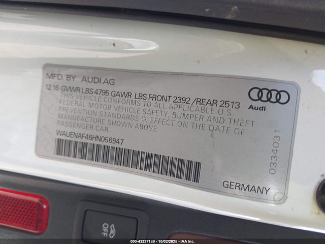 2017 AUDI A4 WAUENAF46HN056947 Photo 8