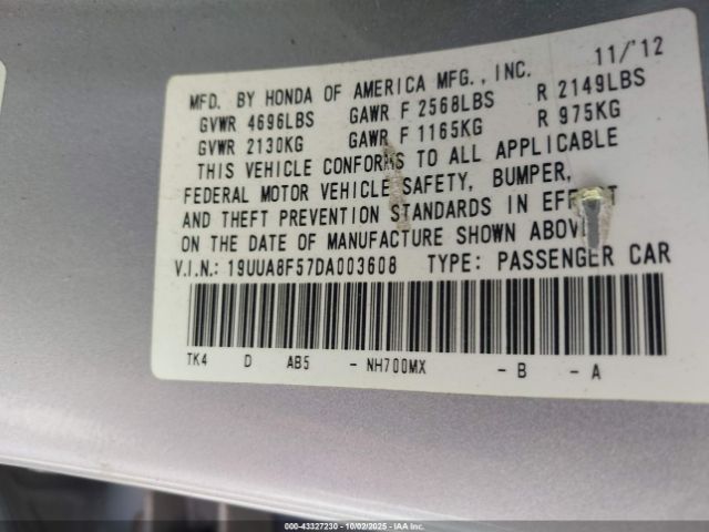 2013 ACURA TL 19UUA8F57DA003608 Photo 8
