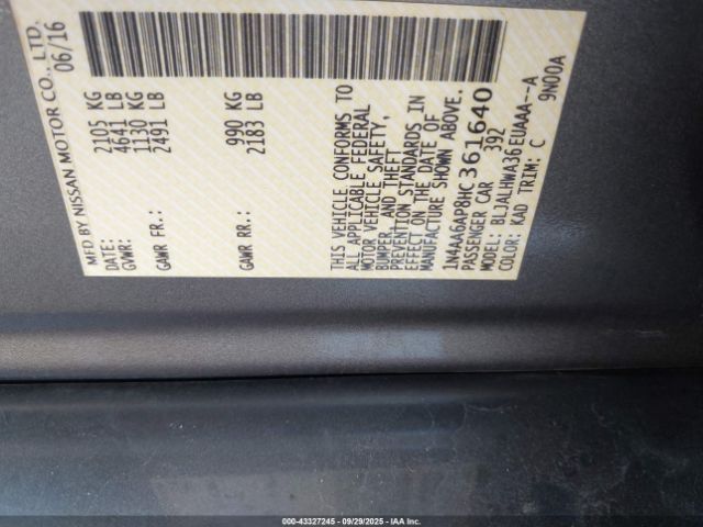 2017 NISSAN MAXIMA 1N4AA6AP8HC361640 Photo 8