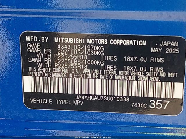 2025 MITSUBISHI OUTLANDER SPORT JA4ARUAU7SU010338 Photo 8