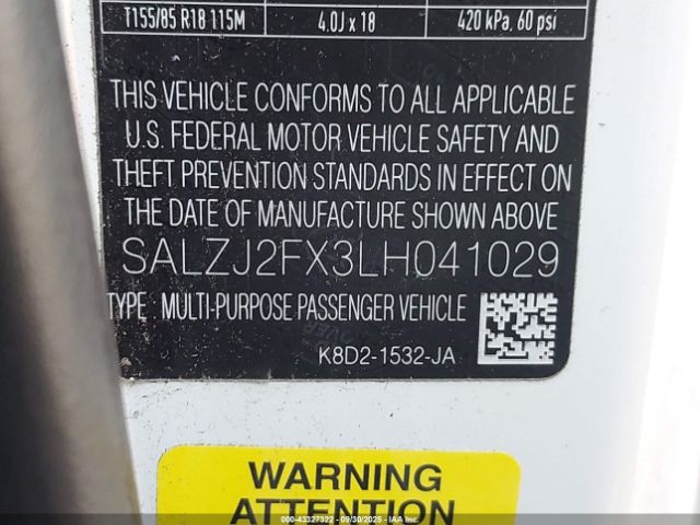 2020 LAND ROVER RANGE ROVER EVOQUE SALZJ2FX3LH041029 Photo 8