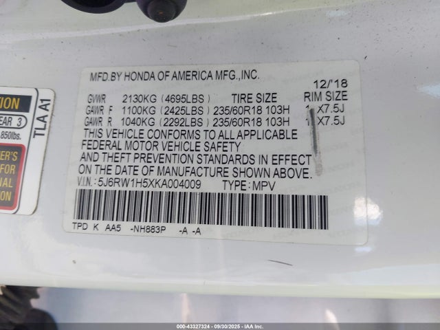 5J6RW1H5XKA004009 Honda l15be