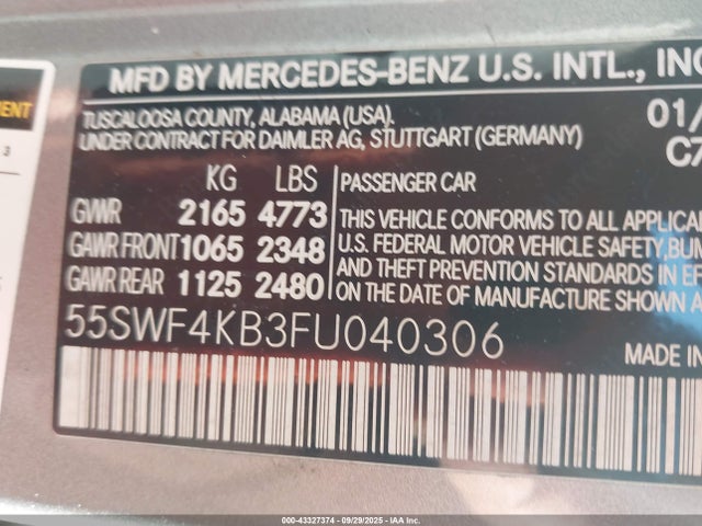 Mercedes-Benz 2015 2015 55SWF4KB3FU040306 Image 9
