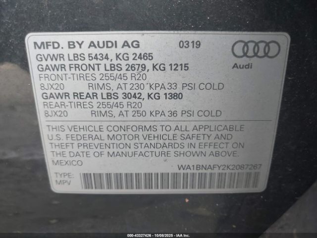 2019 AUDI Q5 WA1BNAFY2K2087267 Photo 8