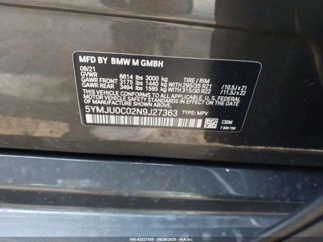 2022 BMW X5 M 5YMJU0C02N9J27363 Photo 8