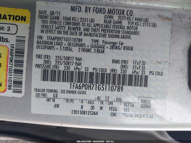 1FA6P0H71G5110789 Ford 2016