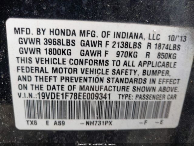 2014 ACURA ILX 19VDE1F78EE009341 Photo 8