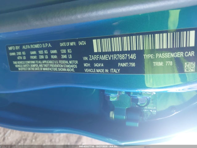 2024 ALFA ROMEO GIULIA ZARFAMEV1R7687146 Photo 8