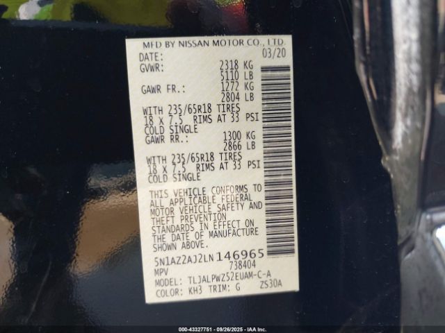 2020 NISSAN MURANO 5N1AZ2AJ2LN146965 Photo 8