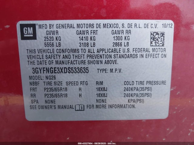 2013 CADILLAC SRX 3GYFNGE3XDS533635 Photo 8
